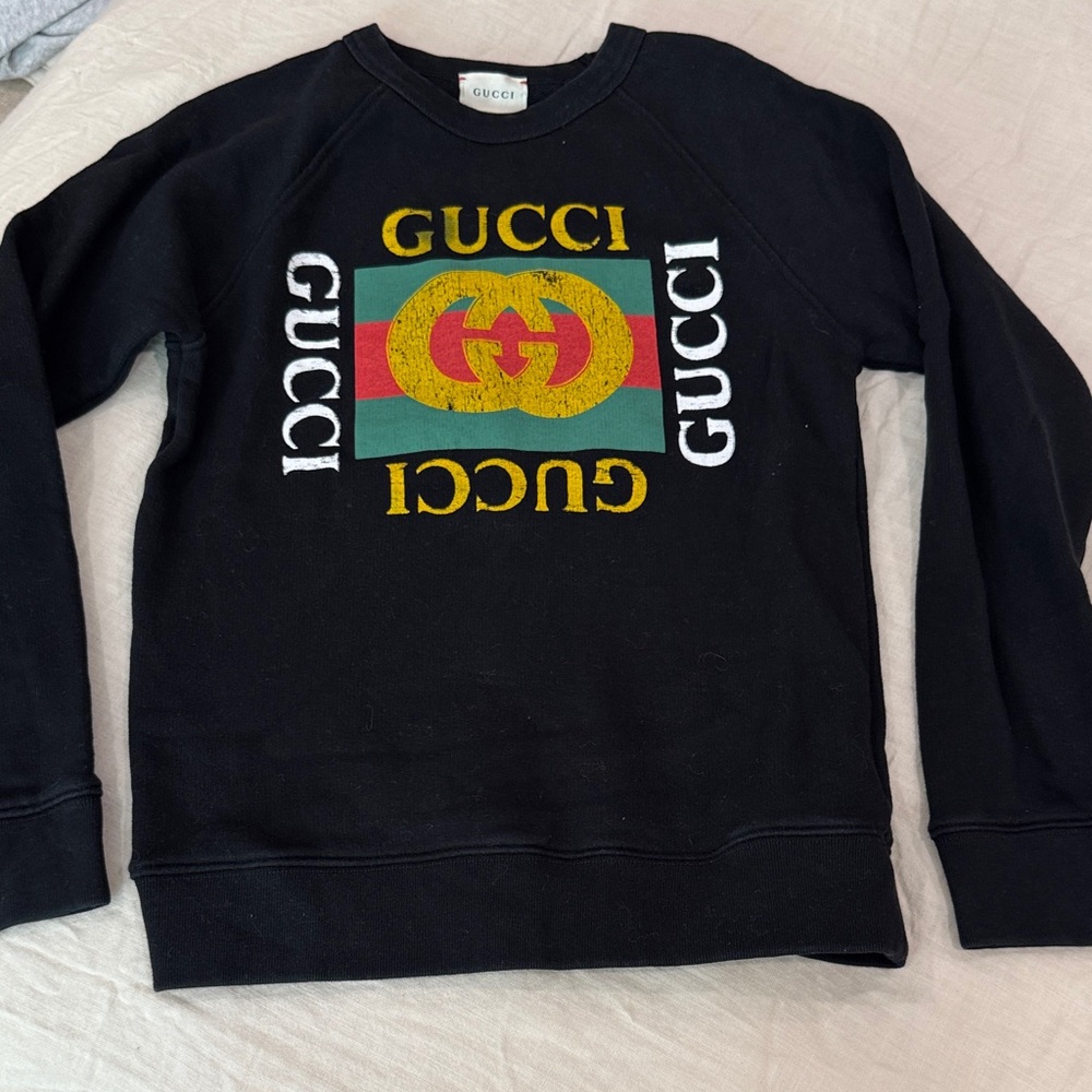 Gucci Black Sweatshirt with Multicolor Logo boys 10
